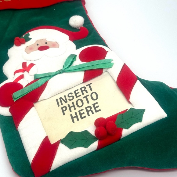 MERRY CHRISTMAS 3-D SANTA PHOTO INSERT STOCKING - Picture 2 of 4